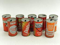 VTG 70s Retro Orange Soda Cans Pull Tab Steel Flat Top Crush Patio Nesbitt Jolly
