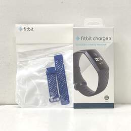 Fitbit Charge 3 Fitness Activity Tracker Black with Extra Blue Bands NIB