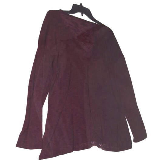 Womens Dark Purple Solid Long Sleeve V Neck Blouse Size XL image number 6