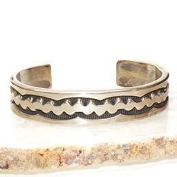 Navajo Artisan Mary & Darrin Bill Sterling Silver Cuff Bracelet