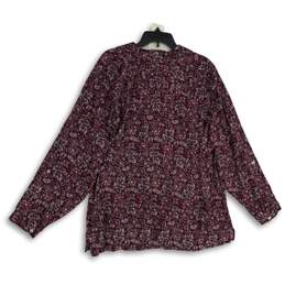 Croft & Barrow Womens Maroon Floral Spread Collar Button-Up Shirt Size 3X alternative image
