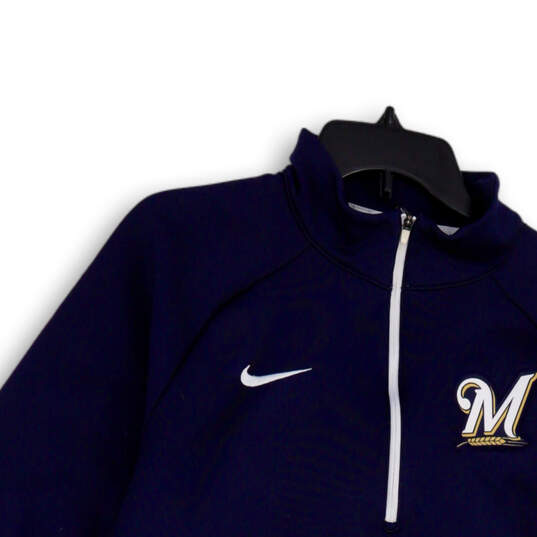 MILWAUKEE BREWERS Nike Blue Full Zip Hoodie Size L 