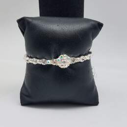 Givenchy Silver Tone Crystal Flower Design 6.5" Bracelet w/Coa 20.8g