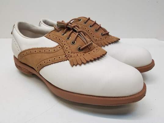 Etonic Stabilites Tan White Lace Up Golf Shoes Size 9M image number 3