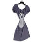 NWT Womens Blue White V-Neck Ruffle Double Cut Out Fit and Flare Dress Sz M image number 2