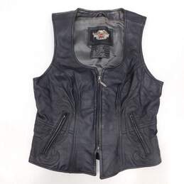 Harley Davidson Womens Leather Vest Black Size Small