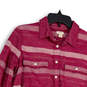 Womens Pink Collared Front Pockets Long Sleeve Button-Up Shirt Size Small image number 3