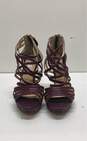 Pour La Victoire Snake Embossed Leather Strappy Heels Cherry 7 image number 2