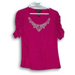 INC Womens Pink Embellished Blouse Size M