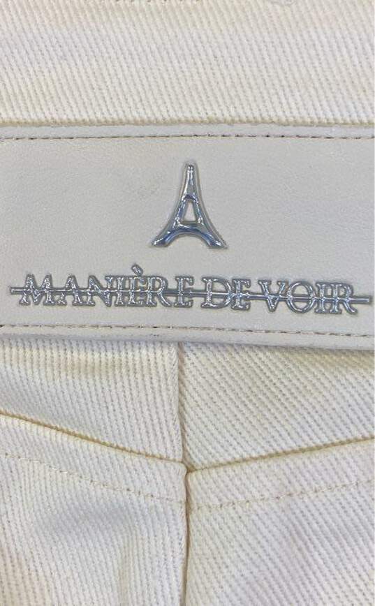 NWT Manière De Voir Womens Beige Cotton Denim Strap Straight Jeans Size 4 image number 3