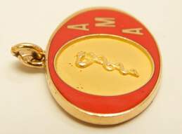 10K Yellow Gold Red Enamel American Medical Association Charm Pendant 5.2g alternative image