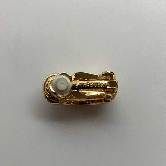 Designer Swarovski Gold-Tone Crystal Pave Strass Fashionable Hoop Earrings image number 4