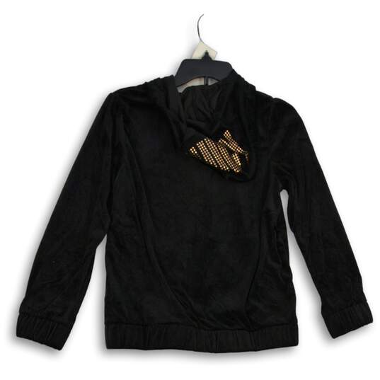 NWT Juicy by Juicy Couture Womens Black Long Sleeve Full-Zip Hoodie Size Large image number 2