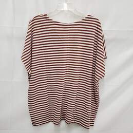 NWT J. Jill WM's Auburn & Cream Striped Linen Blouse Top Size XL alternative image
