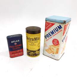 Vintage Saltine TetraMin Atlas Polishing Cloth Container Tins Mixed Lot