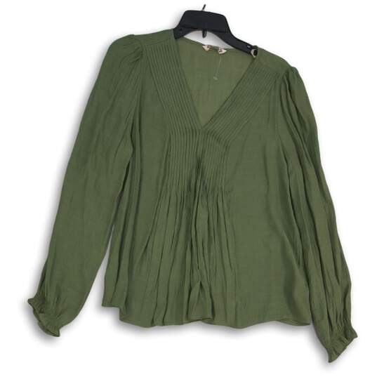 Nanette Lepore Womens Green V-Neck Long Sleeve Tunic Blouse Top Size Large image number 1