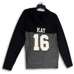 NWT Mens Black Gray Kay #16 Quarter Zip Hooded Pullover Sweatshirt Size M alternative image