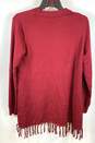 NWT Joseph A Womens Maroon Fringed Long Sleeve Open Front Cardigan Sweater Sz M image number 2