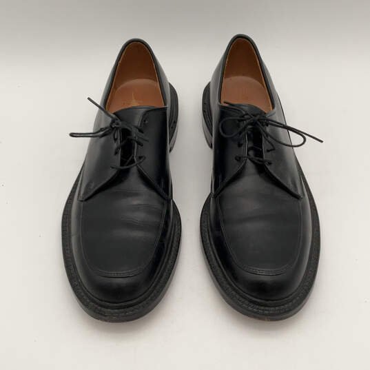 Mens Black Leather Round Toe Lace-Up Oxford Dress Shoes Size 10.5 B image number 1