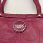 Coach Womens Pink Leather Double Handle Logo Charm Zipper Tote Bag Purse image number 4