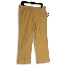 NWT Womens Tan Flat Front Elastic Waist Pull-On Cropped Pants Size PL alternative image