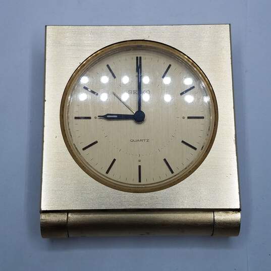 Vintage Seiko Alarm Travel Clock QQA- Gold Tone image number 5