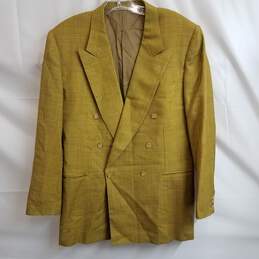 VTG Canali Milano Double Breasted Yellow Plaid Wool Blazer Suit Jacket Size 50