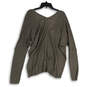 NWT Womens Gray V-Neck Long Sleeve Long Sleeve Pullover Sweater Size L image number 2
