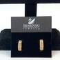 Designer Swarovski Gold-Tone Clear Rhinestone Fashionable Hoop Earrings image number 1