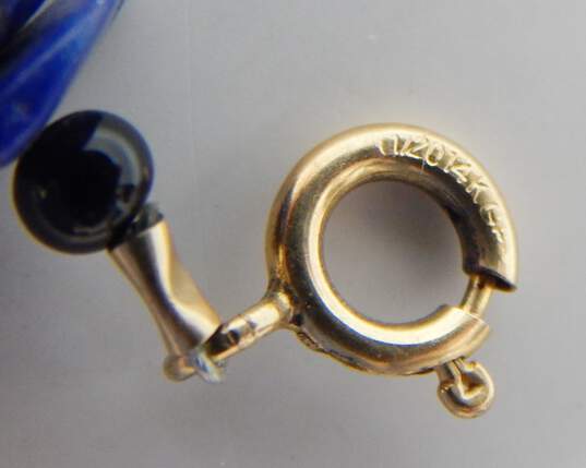 Gold Filled Heart Cross Pendant Necklace & Lapis & Pearl Bracelet 11.4g image number 6