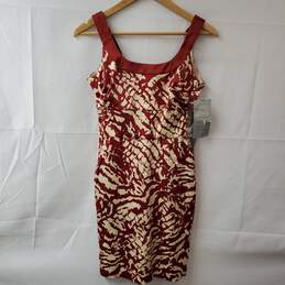Donna Ricco Sleeveless Midi Dress Red & Tan Women's 6 Petite NWT
