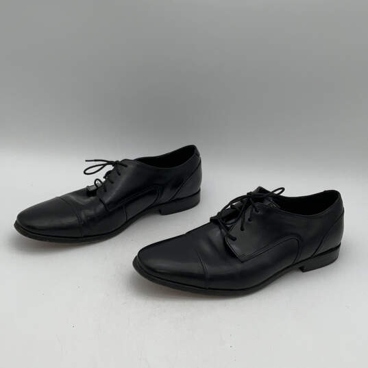 Mens Welles Black Leather Square Toe Lace-Up Oxford Dress Shoes Size 10.5 image number 3