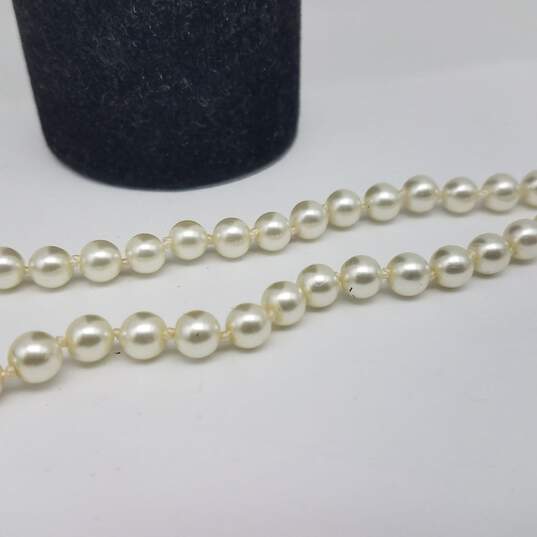D? Sterling Silver Faux Pearl 24" Necklace 25.6g image number 2