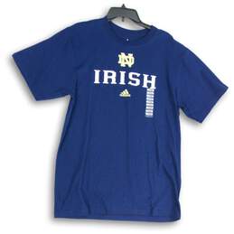 Adidas Mens Navy Blue Notre Dame Fighting Irish Logo Pullover T-Shirt Size Large