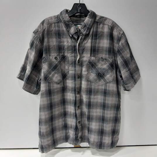 Harley-Davidson Gray Plaid Button Up Shirt Men's Size XL image number 1