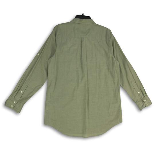 NWT Womens Green Long Sleeve Spread Collar Half Button Up Shirt Size Large image number 2