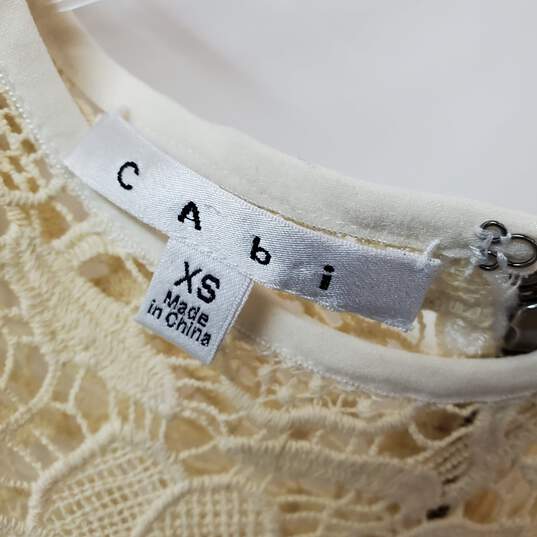 Cabi Open Knit Needle Lace Sleeveless Ivory Top Women's Size XS image number 3
