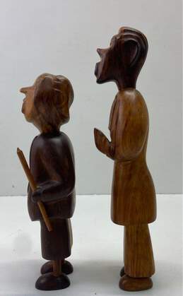 2 Handcrafted Wood Carved Figural Sculptures Original Folk Wood Artwork alternative image