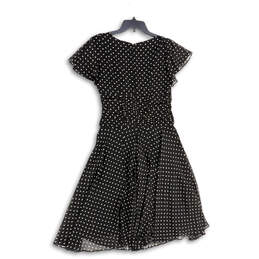 NWT Womens Black Heart Print V-Neck Short Sleeve Fit & Flare Dress Size 6 alternative image