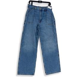 NWT Gap Womens Blue Denim Teen 5-Pocket Design Straight Leg Jeans Size 20