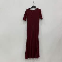 NWT Womens Red Lace Round Neck Short Sleeve Back Zip Maxi Dress Size M alternative image