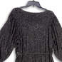 NWT Womens Black Balloon Sleeve Flounce Hem Midi A-Line Dress Size L image number 4