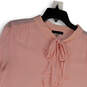 Womens Pink Regular Fit Ruffle Tie Neck Long Sleeve Blouse Top Size XL image number 3