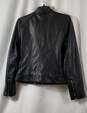Cole Haan Womens Black Leather Long Sleeve Full Zip Biker Jacket Size Medium image number 2