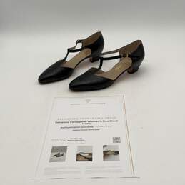 Salvatore Ferragamo Womens Black Leather Block T-Strap Pump Heels Size 8M w/ COA alternative image