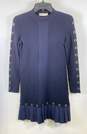 Tory Burch Women Navy Blue Shiloh Knitted Long Sleeve Sweater Dress Size XS image number 1