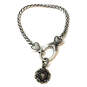 Designer Brighton Silver-Tone Braided Chain Detachable Heart Charm Bracelet image number 2