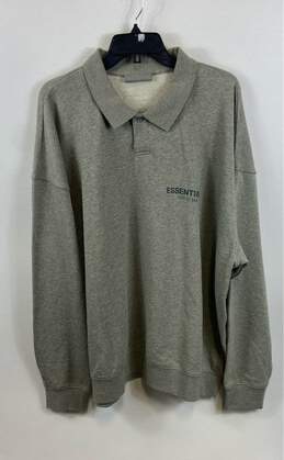 Essentials Mens Gray Heather Long Sleeve Collared Pullover Sweatshirt Size XL