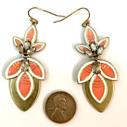 Designer Stella & Dot Gold-Tone Enamel Rhinestone Fish Hook Dangle Earrings alternative image