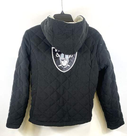 NFL Womens White Black Reversible Oakland Raiders Football Jacket Size Medium image number 4